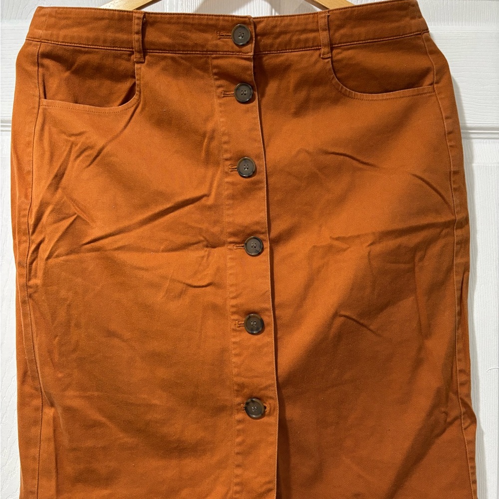 LOFT Women's Button-Front Pencil Skirt in Rust